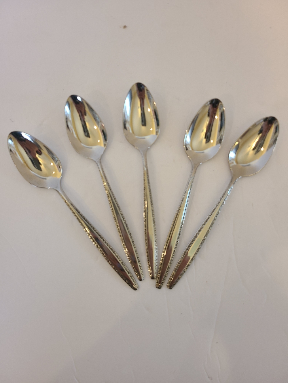 Vintage Stainless Steel Silver Teaspoon Set - 5 Pack